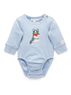 Bleu - Body Purebaby appliqué