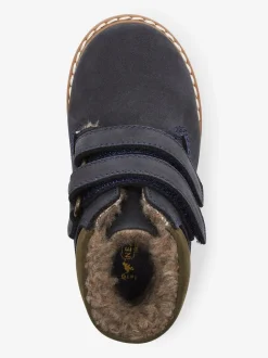 Bleu - Bottes de travail en cuir à fermeture scratch™ doublées thermiques