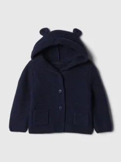 Bleu - Cardigan Gap Bear en maille de coton doux (0-24mois)