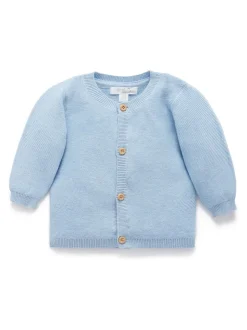 Bleu - Cardigan Purebaby en maille texturée