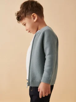 Bleu - Cardigan zippé (3mths-7yrs)