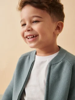 Bleu - Cardigan zippé (3mths-7yrs)