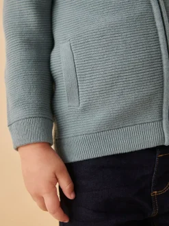 Bleu - Cardigan zippé (3mths-7yrs)