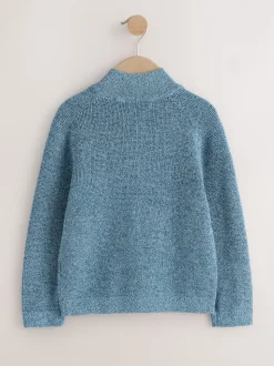 Bleu - Cardigans Texture zippé en maille (3-16ans)