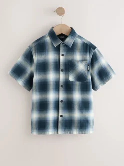 Bleu à carreaux ombre - Manches courtes Shirt (3-16yrs)