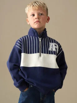 Bleu - Chandail Angel & Rocket Ayden à col zippé en jacquard