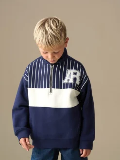 Bleu - Chandail Angel & Rocket Ayden à col zippé en jacquard