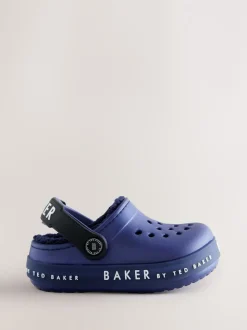 Bleu - Chaussons sabots Baker by Ted Baker doublés de peau de mouton