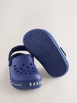 Bleu - Chaussons sabots Baker by Ted Baker doublés de peau de mouton