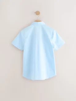 Bleu - Chemise d’école élégante unie à manches courtes (3-16ans)