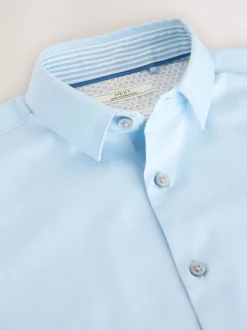 Bleu - Chemise d’école élégante unie à manches courtes (3-16ans)