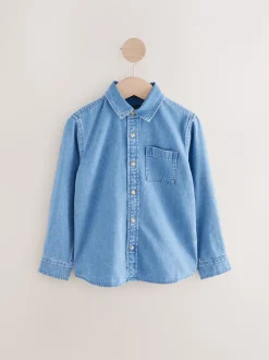 Bleu - Chemise en jean à manches longues (3-16 ans)