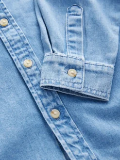 Bleu - Chemise en jean à manches longues (3-16 ans)