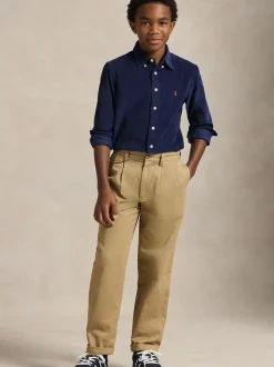 Bleu - Chemise Polo Ralph Lauren garçon en velours côtelé