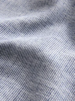 Bleu - Chemise texturée en coton et lin à manches longues et col grand-père (3-16ans)