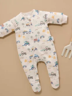 Bleu - Combinaison de nuit Purebaby zippée en polaire