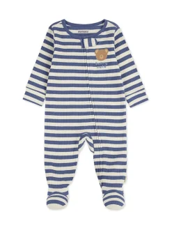 Bleu - Combinaison de nuit Huggies à rayures marron à pieds zippés avec détails ours