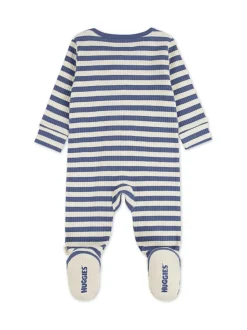 Bleu - Combinaison de nuit Huggies à rayures marron à pieds zippés avec détails ours