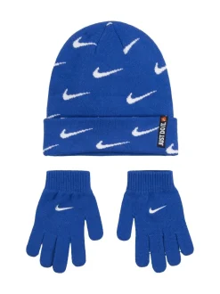 Bleu - Ensemble bonnet et gants Nike Swoosh Repeat