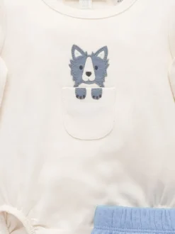 Bleu - Ensemble cadeau Purebaby 3 pièces