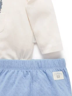 Bleu - Ensemble cadeau Purebaby 3 pièces