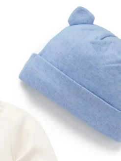 Bleu - Ensemble cadeau Purebaby 3 pièces