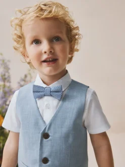 Bleu - Ensemble gilet, chemise, short et cravate (3mois9ans)