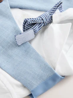 Bleu - Ensemble gilet, chemise, short et cravate (3mois9ans)