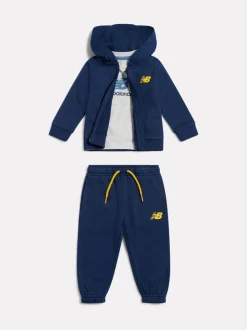 Bleu - Ensemble New Balance sweat à capuche et pantalon de jogging zippé FT