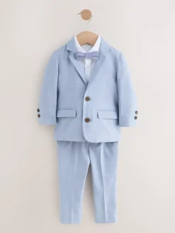 Bleu - Ensemble pantalon blazer et nœud papillon (3mois à9ans)