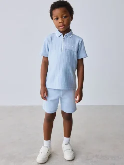 Bleu - Ensemble polo et short Baker By Ted Baker texturés