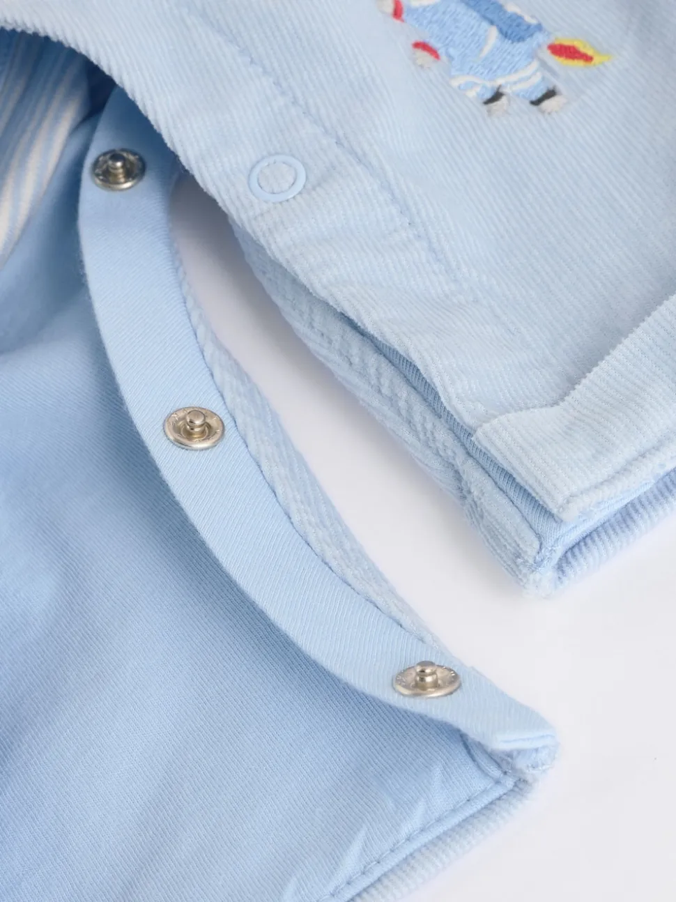 Bleu - Ensemble salopette et body bébé en velours côtelé 100% coton