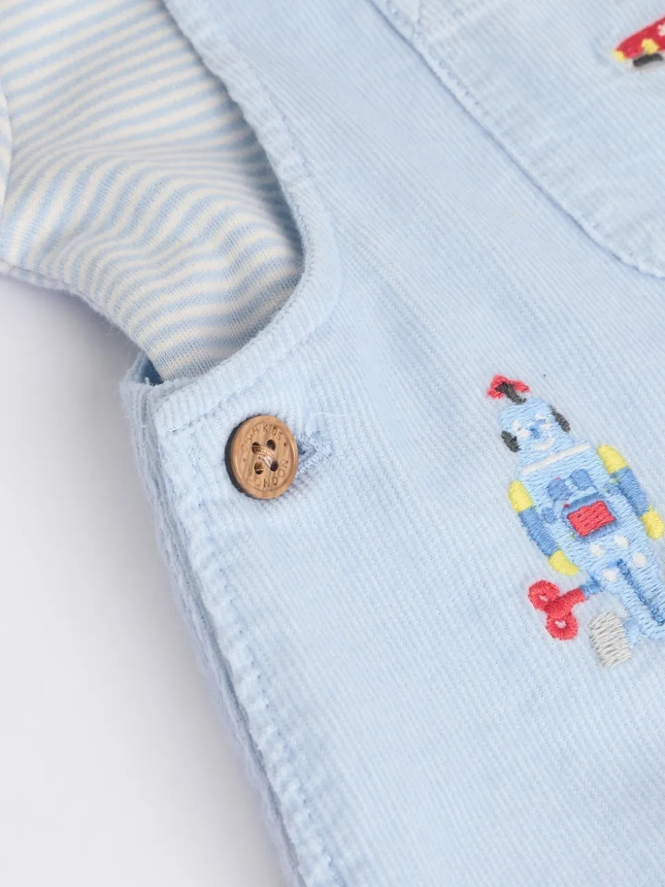 Bleu - Ensemble salopette et body bébé en velours côtelé 100% coton