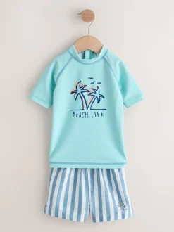 Bleu - Ensemble Sunsafe Rash Gilet et short de bain (3mois-7ans)