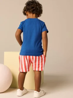 Bleu - Ensemble t-shirt à manches courtes et short à motif (3mois7ans)
