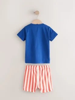 Bleu - Ensemble t-shirt à manches courtes et short à motif (3mois7ans)