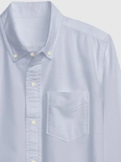 Bleu - Gap Coton Manches longues Pocket Oxford Chemises (4-13yrs)