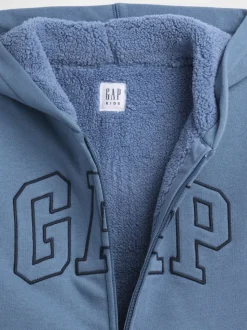 Bleu - Gap Logo Sherpa-Lined Zip Hoodie (4-13yrs)