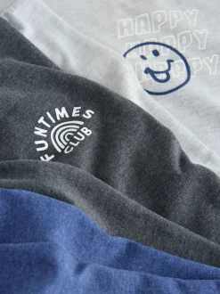 Bleu / Gris Slogan - Lot de 3 pyjamas décontractés (9mois à10ans)