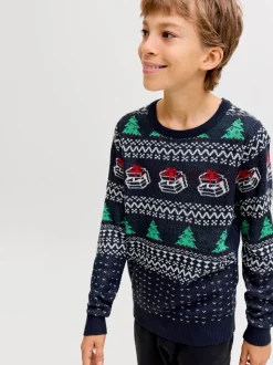 Bleu - JACK & JONES JUNIOR Pulls fantaisie de Noël