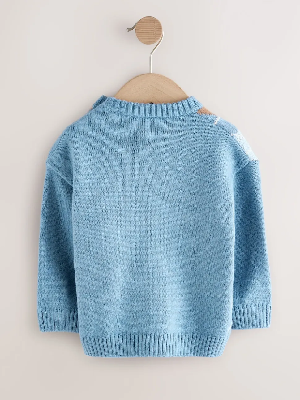 Bleu à losanges - Pull en coton à col rond en maille (3mois -7ans)
