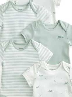 Bleu - Lot 5 bodys Mamas & Papas bleus 100% coton à manches courtes