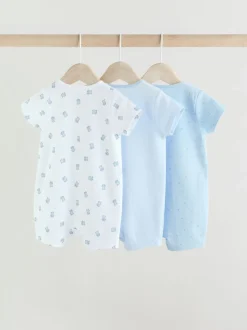 Bleu - Lot de 3 barboteuses zippées bidirectionnelles pour bébé (0 mois à 3 ans)