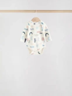 Bleu - Lot de 5 bodys à manches longues pour bébé