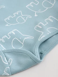 Bleu - Lot de 5 bodys à manches longues éléphant bébé