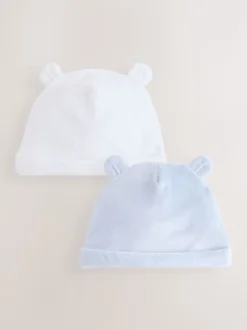 Bleu - Lot de 2 bonnets bébé en velours (0-12mois)