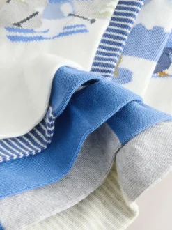 Bleu - Lot de 5 chaussettes de Noël riches en coton