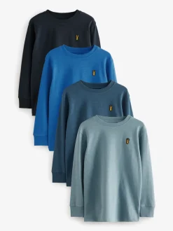 Bleu - Lot de 4 T-shirts à manches longues et confortables (3-16ans)