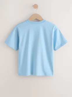 Bleu - Lot de 4 T-shirts à Manches courtes avec Logo Graphique sur la Poitrine (3-16ans)