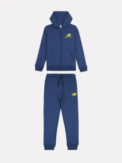 Bleu - New Balance French terry Ensemble sweat à capuche et joggings zippé à logo empilé